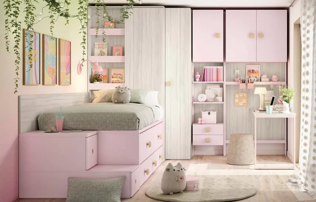 habitacion juvenil niña rosa